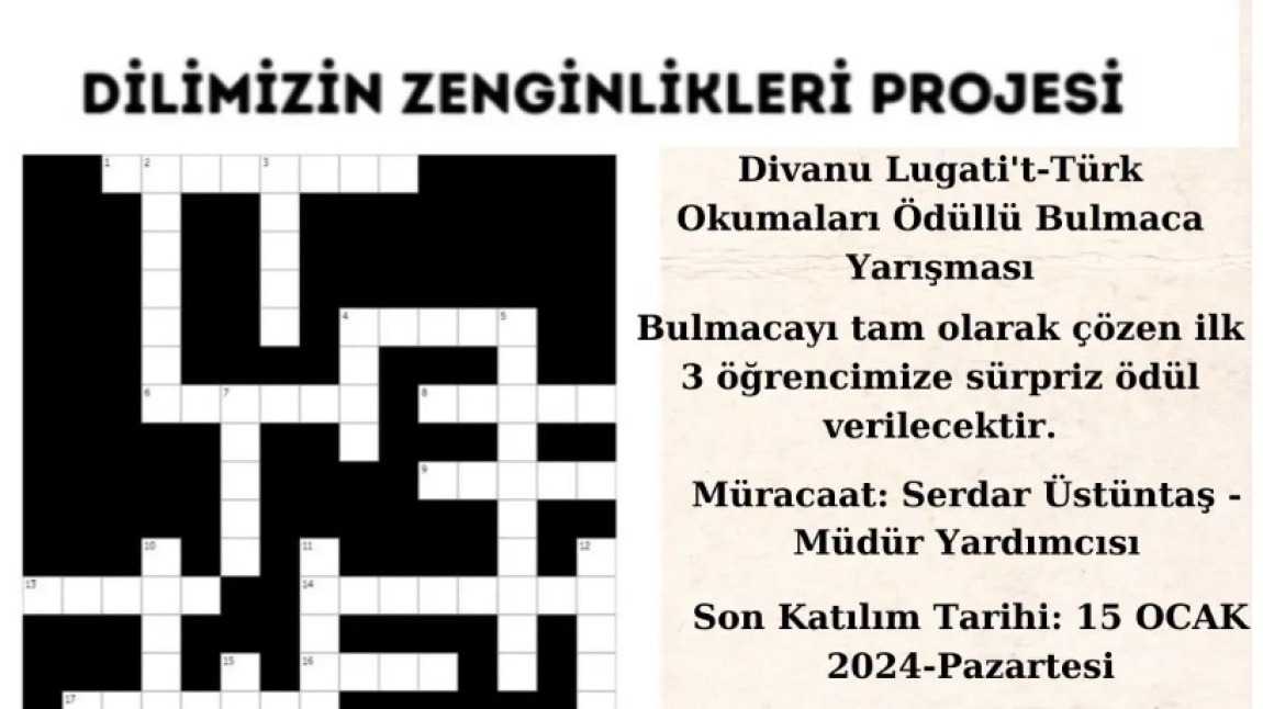 Divanü Lugati't-Türk Okumaları Ödüllü Bulmaca Yarışması.